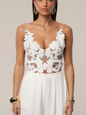 jluxlabel Anahi Embroidered Lace Crop Camisole white